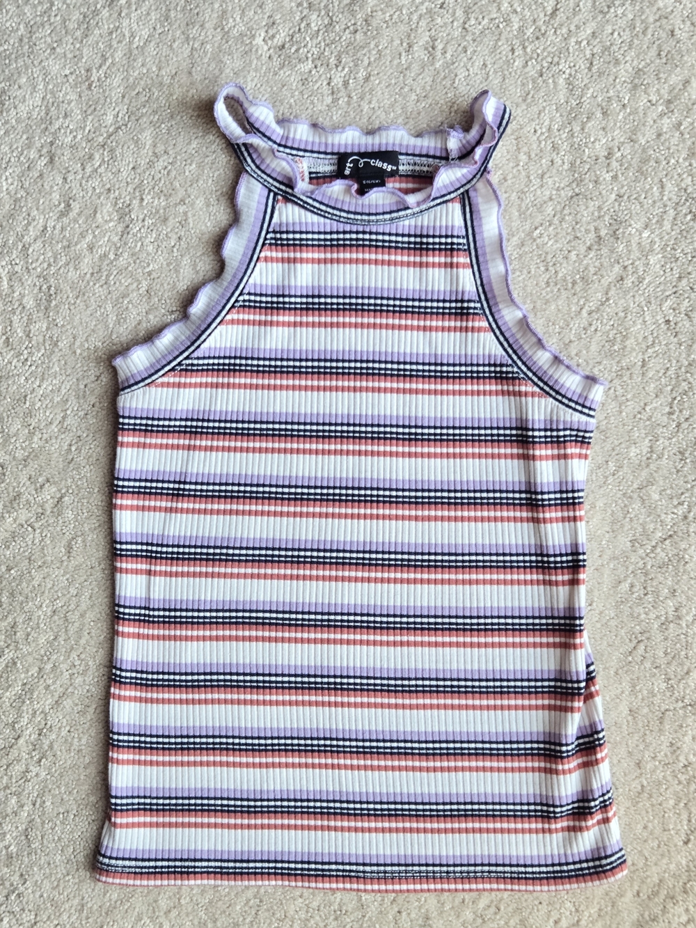 art class Striped Ribbed Tank in Lavender, Navy & Coral